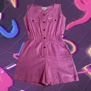 🌸 Girly Vintage ‘80s Cotton Romper Jumpsuit- Pink/Purple- Small💕